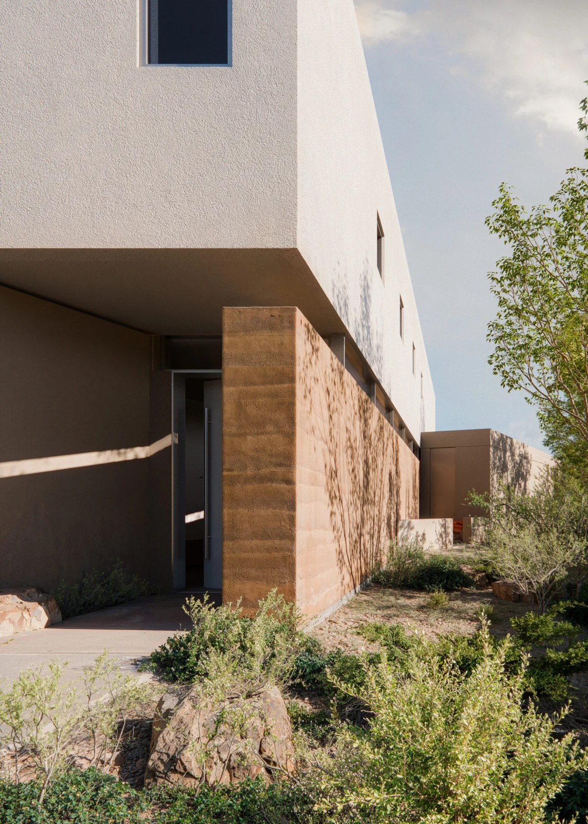 Contemporary building in forest landscape