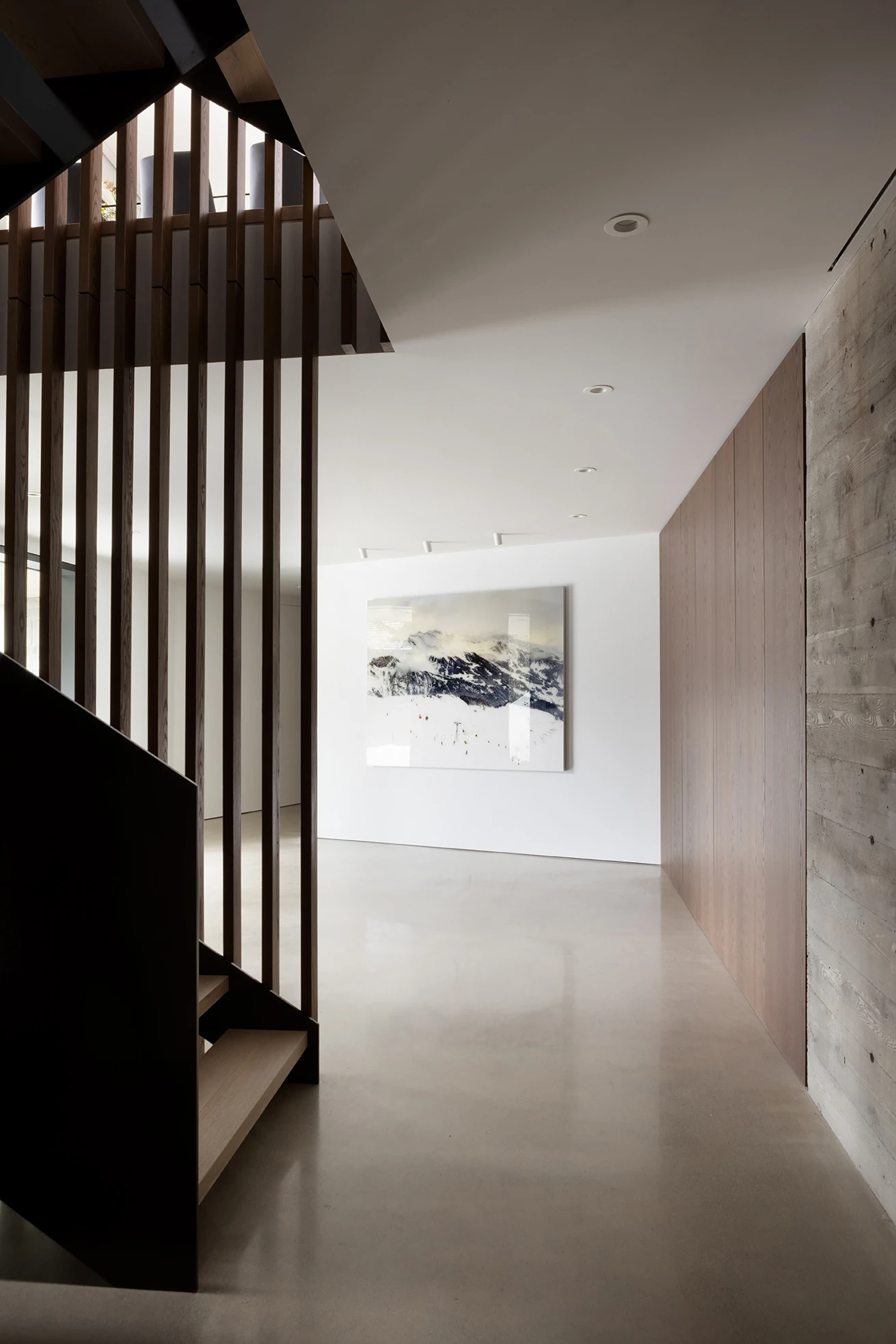 Modern forest house architecture at dusk